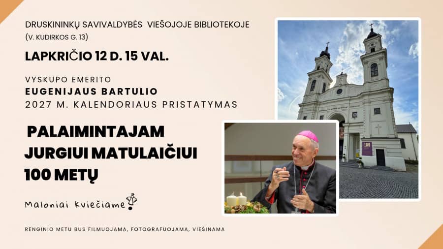 Presentation of the 2027 calendar "100 Years for Blessed Jurgis Matulaitis" by Šiauliai Bishop Emeritus Eugenijus Bartulis