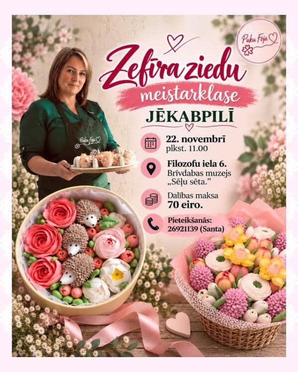 Marshmallow flower masterclass at "Sēļu sēta" in Jēkabpils