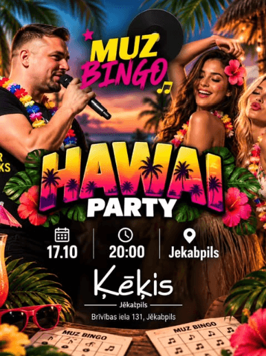 HAWAII PARTY MUZIKĀLĀ SPĒLE "MUZBINGO"