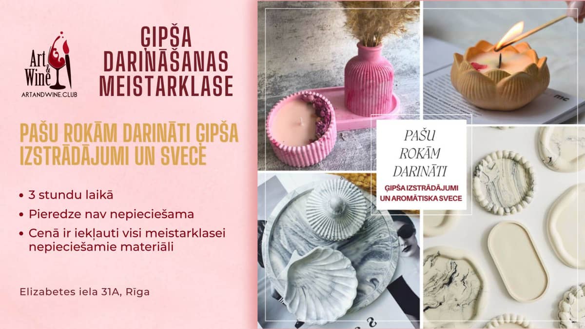 Art&Wine creative masterclass: make 'Plaster items and an aromatic candle' with your own hands