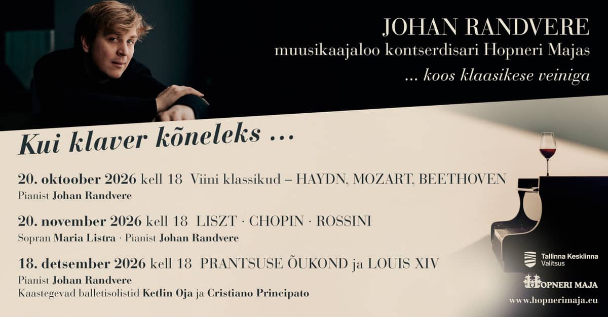 SEASON TICKET! Johan Randvere's music history concert series at Hopner House ''If the Piano Could Speak...''