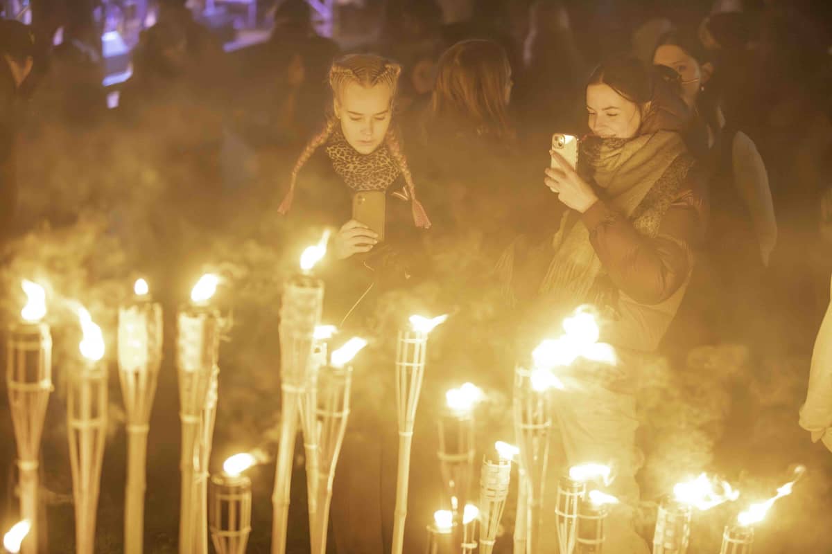 Lāčplēsis Day torchlight procession in Dzeldа