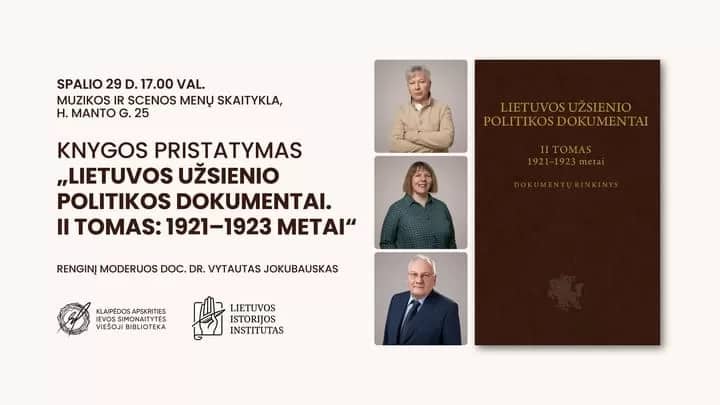 Presentation of the book "Documents of Lithuanian Foreign Policy. Volume II: 1921–1923"