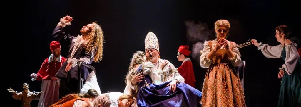 Performance "Between Lena's Legs, or "The Death of the Most Holy Virgin Mary" after Michelangelo Caravaggio"