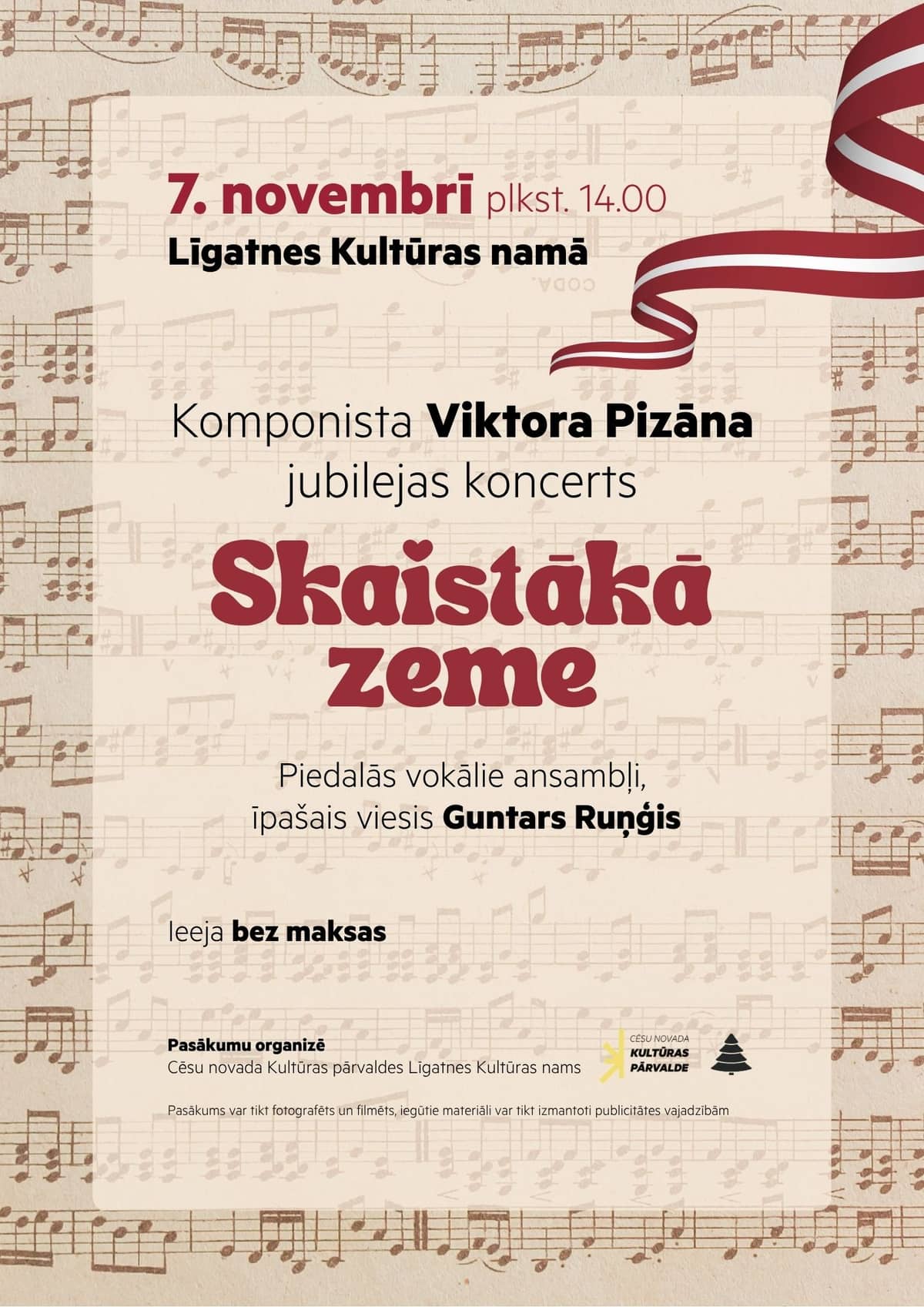 Composer Viktors Pizāns' anniversary concert “The Most Beautiful Land”