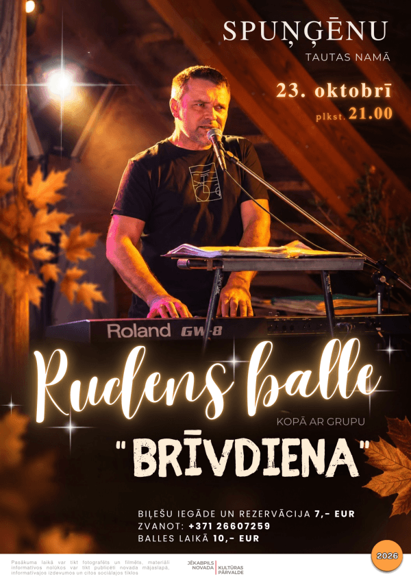 Autumn picnic ball with the band “Brīvdiena” in Spuņģēni