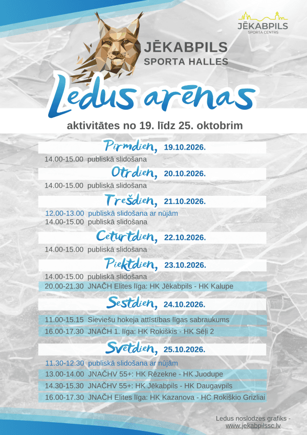 ACTIVITIES AT THE JĒKABPILS SPORTS HALL ICE ARENA