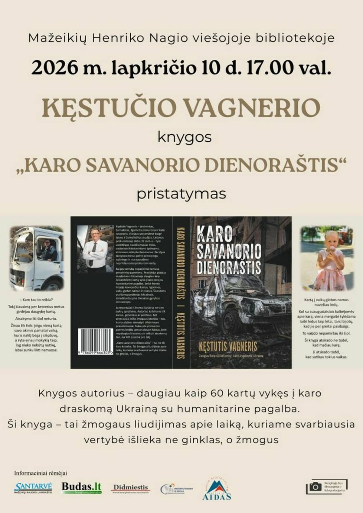 Presentation of Kęstutis Vagneris’s book “Diary of a War Volunteer”