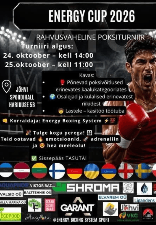 ENERGY CUP 2026 – international boxing tournament in Jõhvi!