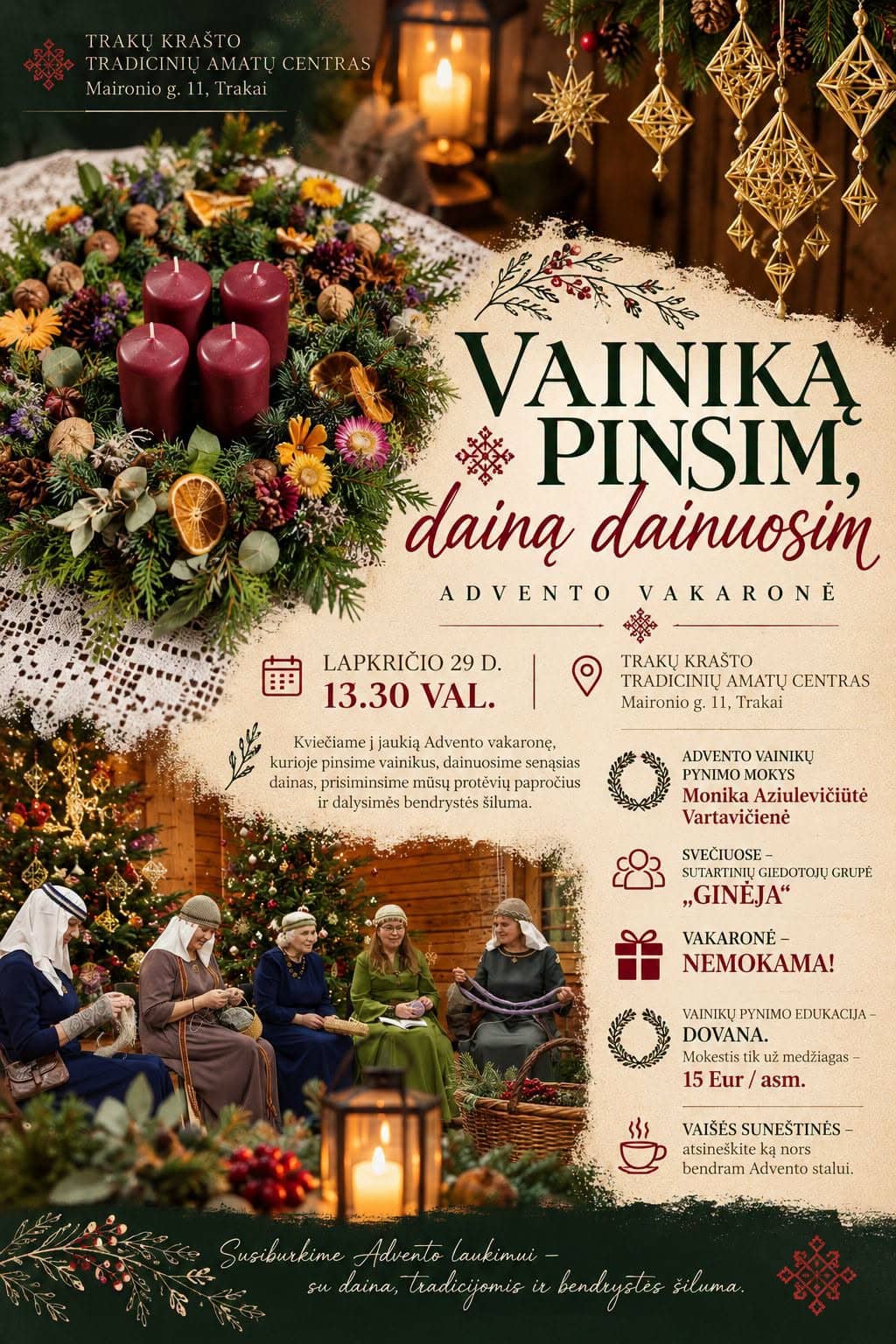 WE'LL WEAVE A WREATH, WE'LL SING A DAINA – ADVENT EVENING