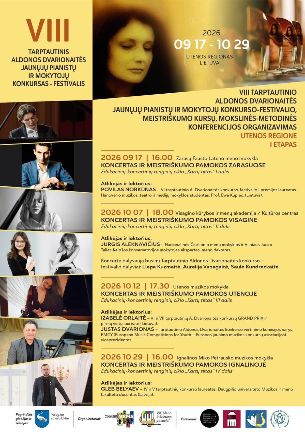VIII International Aldona Dvarionaitė Festival of Young Pianists and Teachers. Concert and masterclass in Utena.