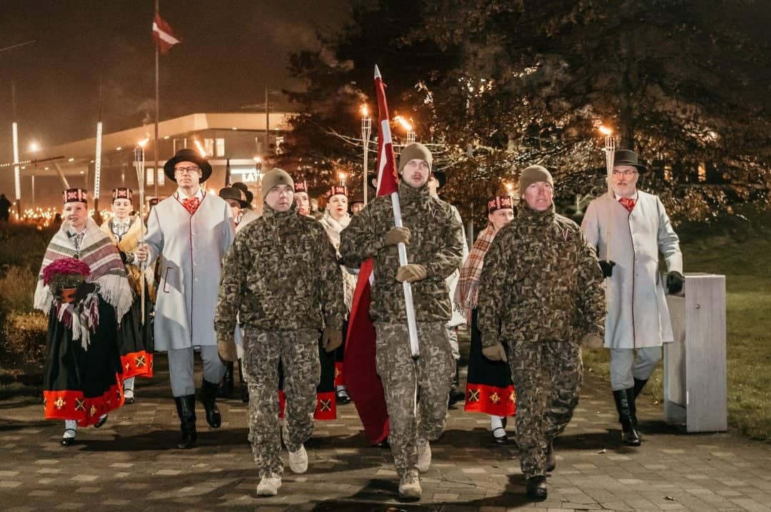 Lāčplēsis Day torchlight procession from the Great Square