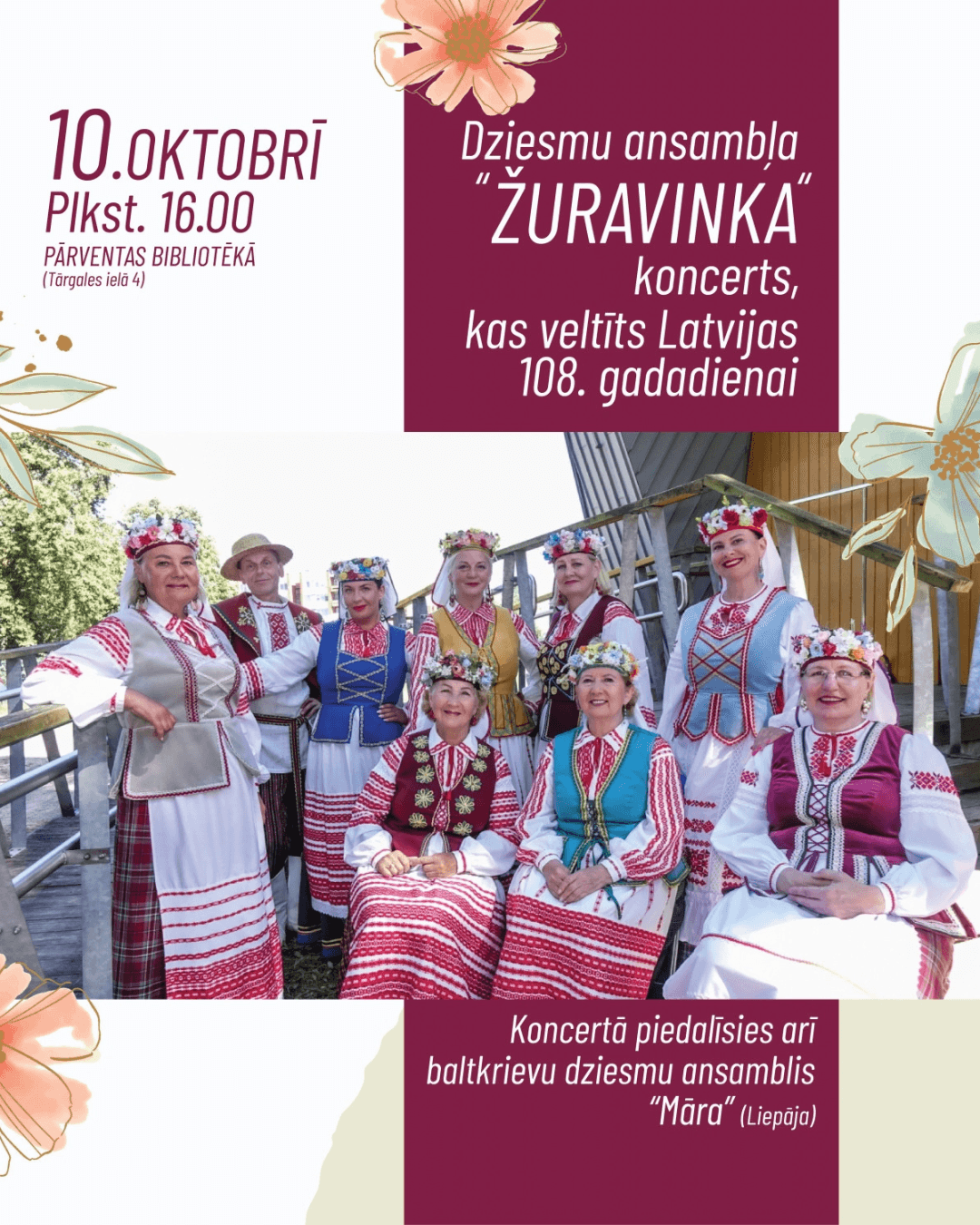 Concert of the Ventspils Belarusian song ensemble “Žuravinka” at Pārventa Library